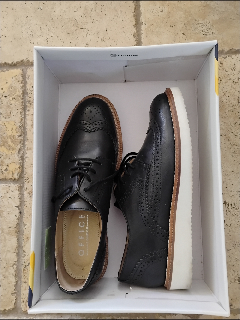 Office Women’s Black Brogues with White Soles